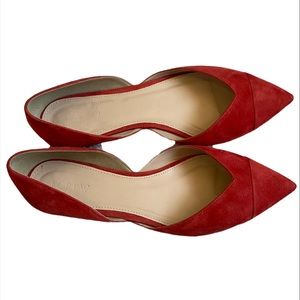 J.Crew Red suede  pointed D’orsay flats size 8
